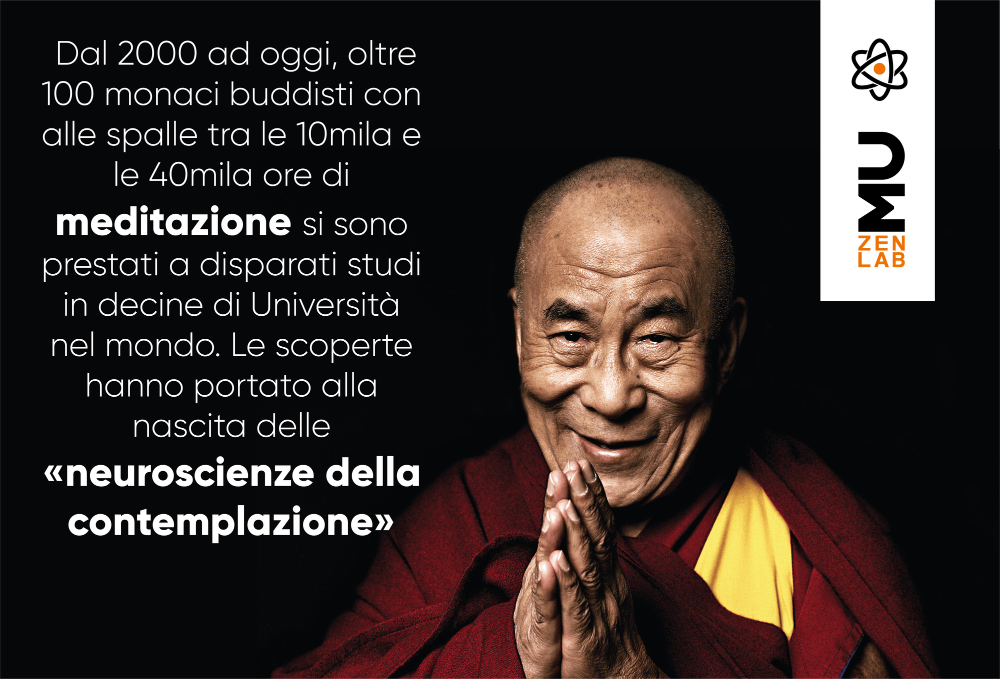 Grafica Mu ZenLab con il ritratto del Dalai Lama a mani giunte