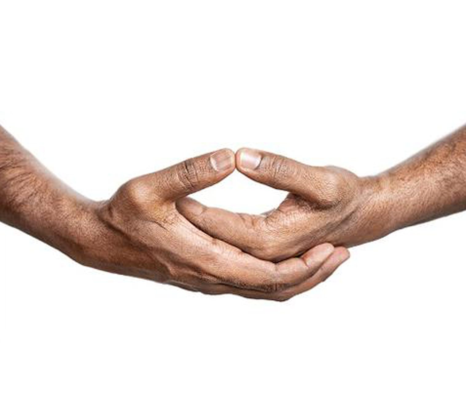 Mani unite nel gesto della meditazione zen
